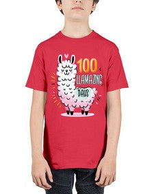 one hundredth Day of School Llama 599# - one hundred days - Youth Tee Unisex