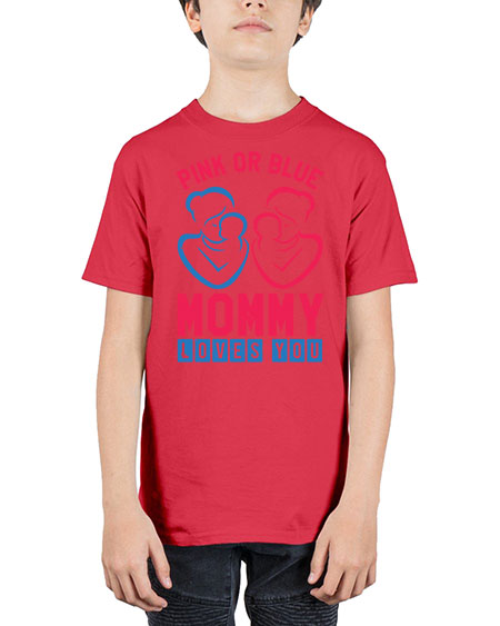 pink or blue Mommy Loves you Style 187# - baby shower - Youth Tee Unisex