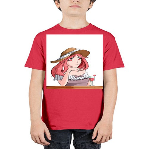 pretty woman with fresh juice in summer 37# - anime - Youth Tee Unisex