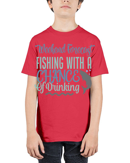 weekend forecast fishing with a chance of drinking 91# - shark-fish - Youth Tee Unisex