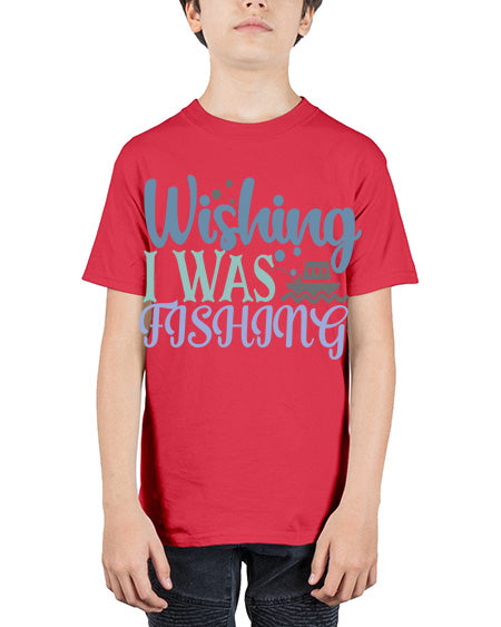 wishing i was fishing 90# - shark-fish - Youth Tee Unisex