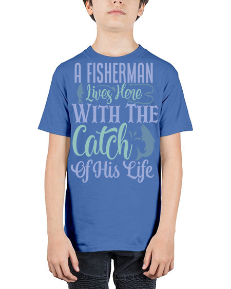 A Fisherman Lives Here With The Catch Of His Life 125# - shark-fish - Youth Tee Unisex