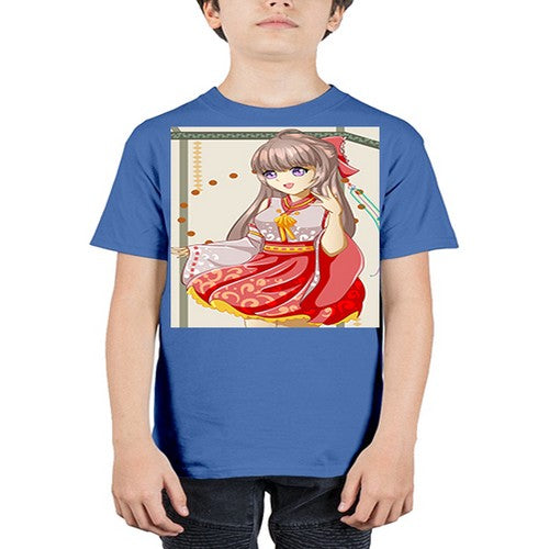 A beautiful and happy girl with kimono 104# - anime - Youth Tee Unisex