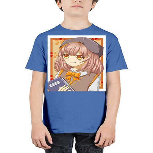 A beautiful girl wearing uniform with book 93# - anime - Youth Tee Unisex