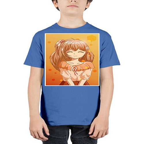 Beautiful and cute girl brown hair at sunset 164# - anime - Youth Tee Unisex