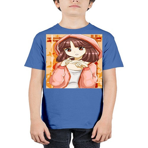 Beautiful and cute girl brown hair with jacket 81# - anime - Youth Tee Unisex