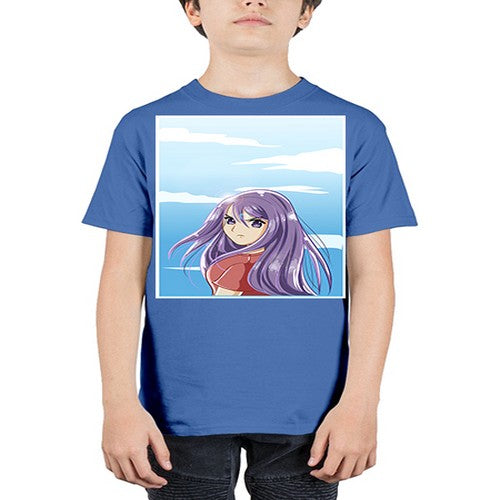Beautiful and cute girl purple long hair in the summer with 109# - anime - Youth Tee Unisex