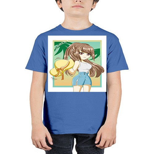 Beautiful and cute girl with hat on the beach in the summer 154# - anime - Youth Tee Unisex