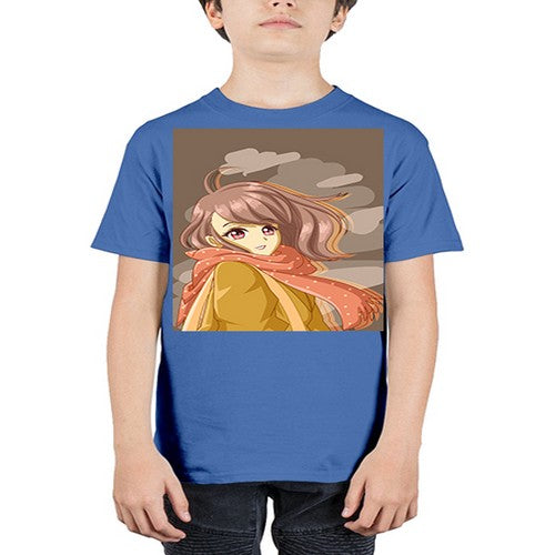 Beautiful and cute girl with scarf 91# - anime - Youth Tee Unisex