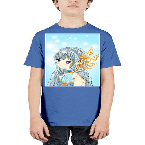 Beautiful and cute queen long blue hair with gold crown 27# - anime - Youth Tee Unisex
