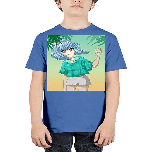 Beautiful and happy girl on the beach in summer 48# - anime - Youth Tee Unisex
