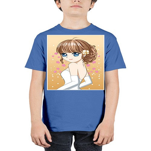 Beautiful and happy girl wearing wedding dress 84# - anime - Youth Tee Unisex