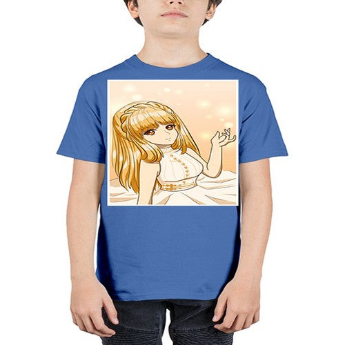 Beautiful and happy princess long yellow hair 24# - anime - Youth Tee Unisex
