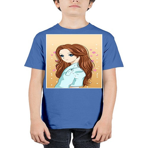 Beautiful and pretty girl brown long hair 123# - anime - Youth Tee Unisex