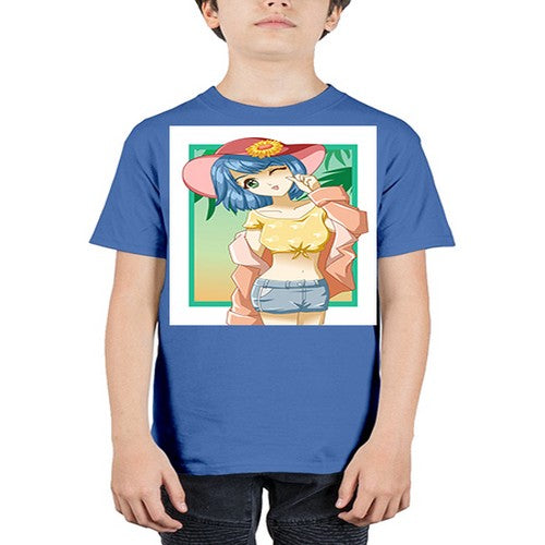 Beautiful and sexy girl on the beach with cute hat in summer 1# - anime - Youth Tee Unisex
