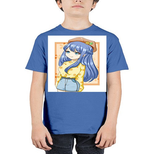 Beautiful and soft girl blue hair in summer 153# - anime - Youth Tee Unisex