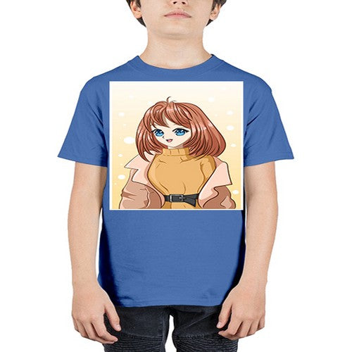 Beautiful girl short hair wearing winter clothes 168# - anime - Youth Tee Unisex