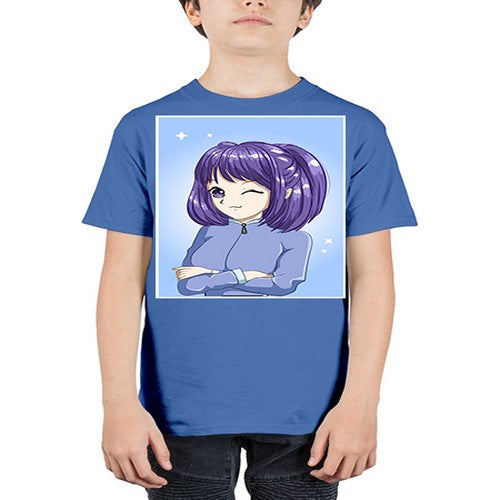 Beautiful girl short purple hair 6# - anime - Youth Tee Unisex