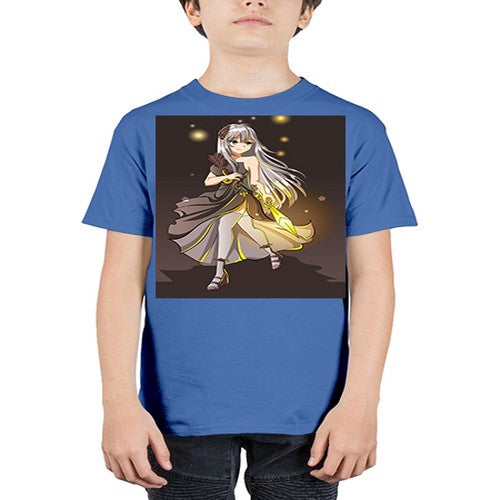 Beautiful girl with black dress and sword game 129# - anime - Youth Tee Unisex