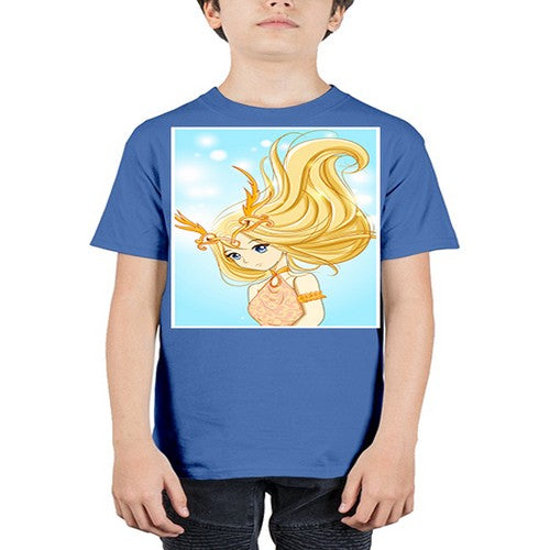 Beautiful queen with gold hair and gold horn crown 39# - anime - Youth Tee Unisex