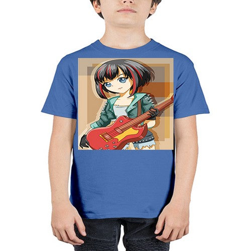 Beautiful rock girl with bass guitar perform 173# - anime - Youth Tee Unisex