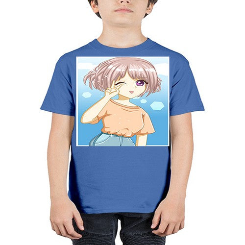 Cute and beautiful girl cream hair yellow shirt 29# - anime - Youth Tee Unisex