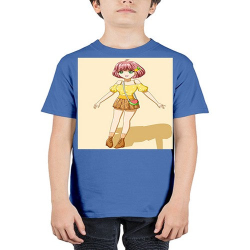 Cute and beautiful girl in summer with yellow dress 54# - anime - Youth Tee Unisex