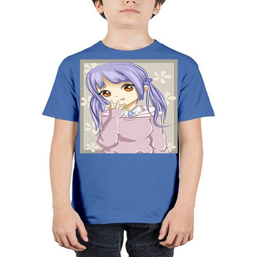Cute and beautiful girl purple hair 25# - anime - Youth Tee Unisex