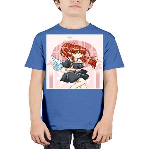 Cute and beautiful girl red long hair with sword cartoon 157# - anime - Youth Tee Unisex
