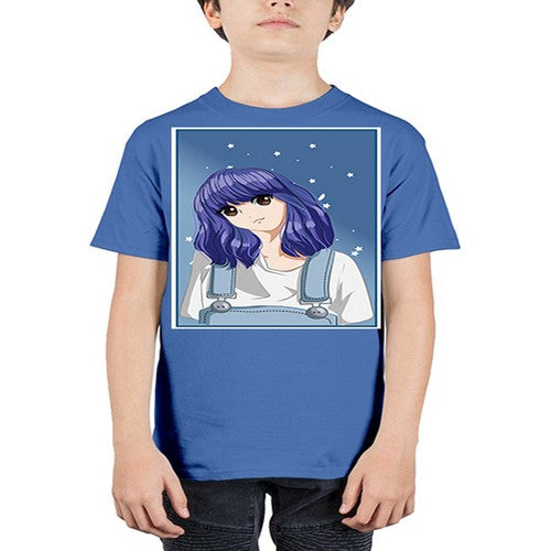 Cute and beautiful girl short purple hair 144# - anime - Youth Tee Unisex