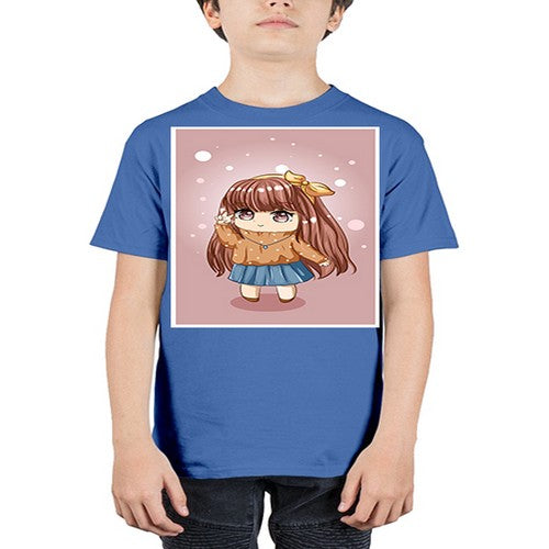 Cute and beautiful little girl long brown hair 149# - anime - Youth Tee Unisex