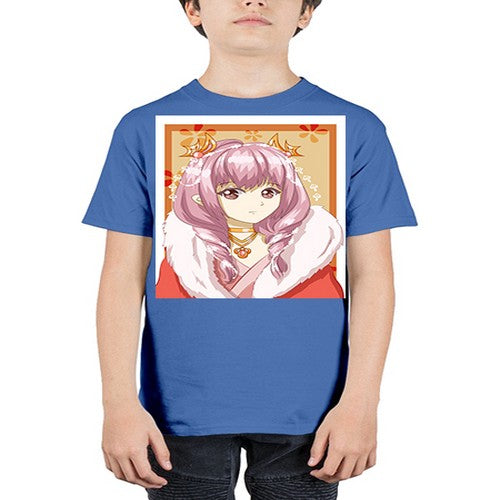 Cute and beautiful queen pink hair with red dress 124# - anime - Youth Tee Unisex