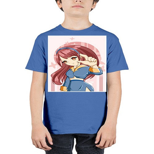 Cute and cool girl red long hair 166# - anime - Youth Tee Unisex