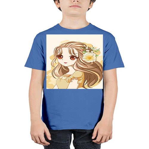 Cute and happy girl with flowers crown 57# - anime - Youth Tee Unisex