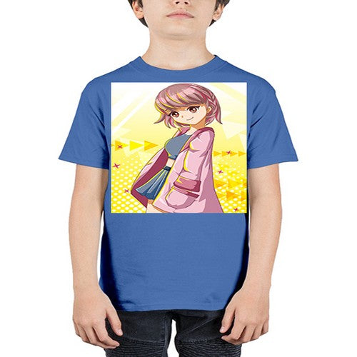 Cute and happy girl with pink coat 111# - anime - Youth Tee Unisex