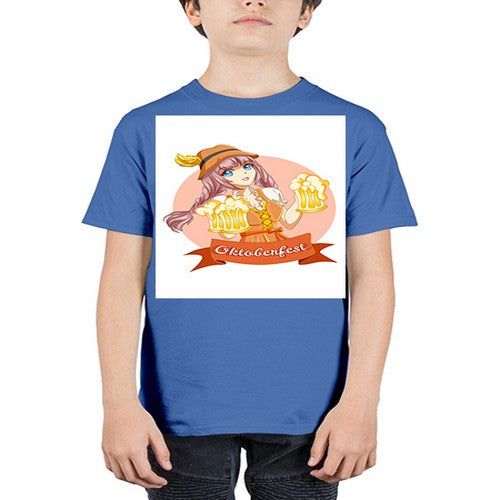 Cute and happy woman celebrating oktoberfest with beer 177# - anime - Youth Tee Unisex