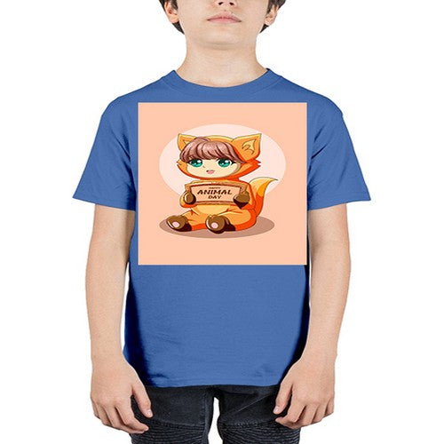 Cute girl with animal costume in animal day text 137# - anime - Youth Tee Unisex