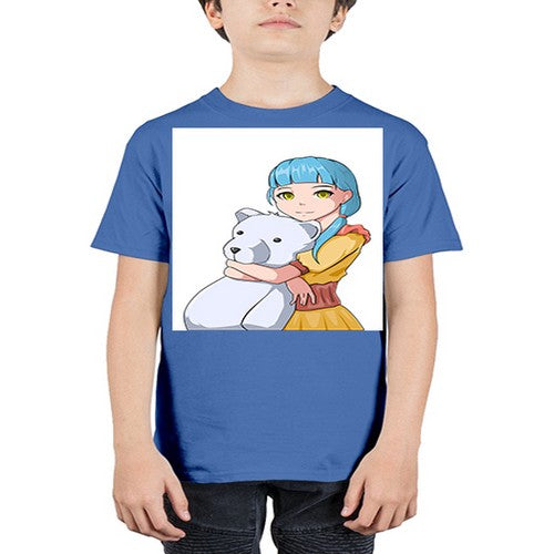 Cute girl with bear doll 26# - anime - Youth Tee Unisex