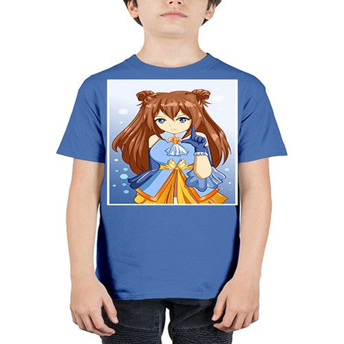 Cute little beautiful girl blue gold clothes cartoon 171# - anime - Youth Tee Unisex