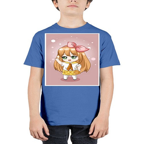 Cute little girl yellow hair wearing uniform 130# - anime - Youth Tee Unisex