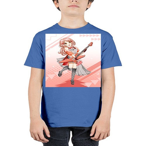 Cute rock star girl with guitar game 17# - anime - Youth Tee Unisex