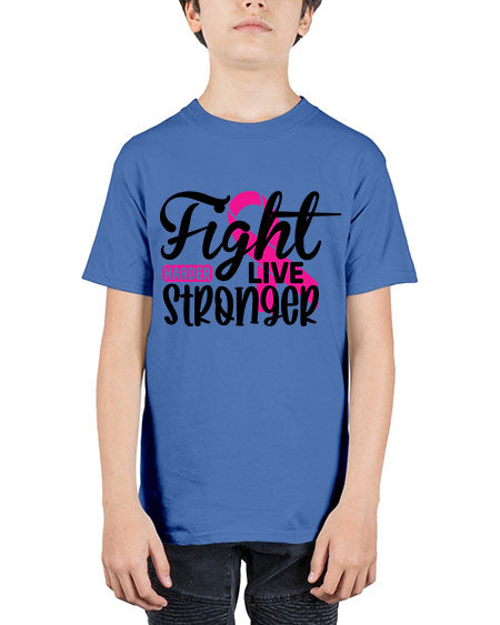 Fight Harder Live Stronger 27# - breast cancer - Youth Tee Unisex