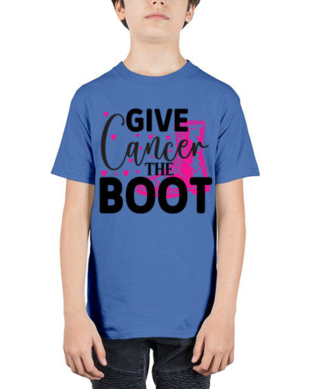 Give Cancer the Boot 24# - breast cancer - Youth Tee Unisex