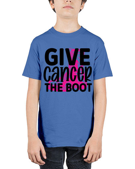 Give Cancer the Boot 25# - breast cancer - Youth Tee Unisex