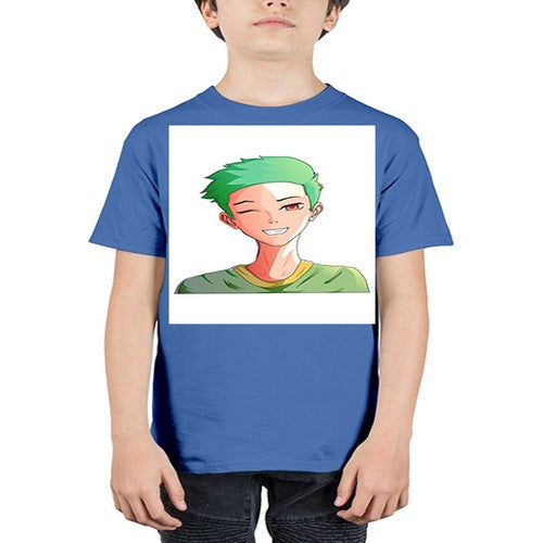 Handsome boy green hair wearing green shirt 35# - anime - Youth Tee Unisex
