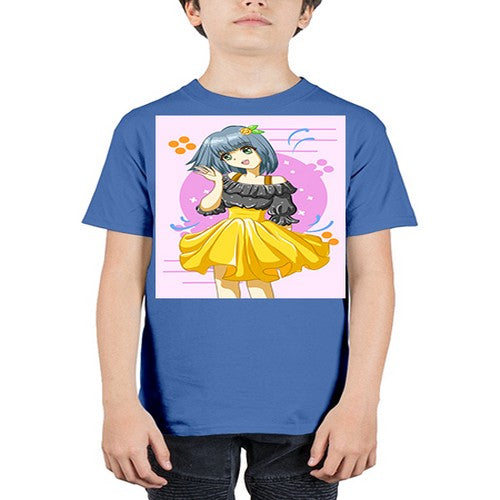 Happy and funny girl with black yellow dress in summer 41# - anime - Youth Tee Unisex