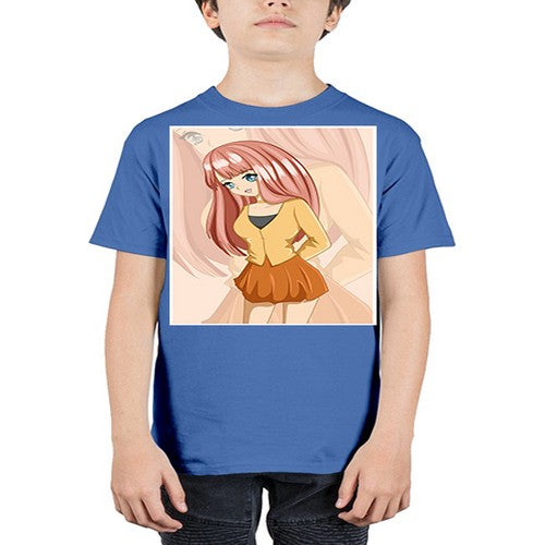 Happy beautiful and cute girl pink long hair 5# - anime - Youth Tee Unisex