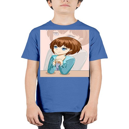 Happy beautiful and elegant girl brown hair 36# - anime - Youth Tee Unisex