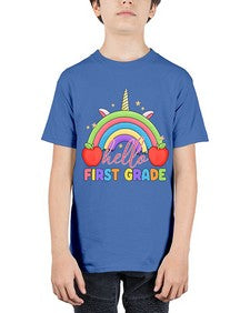 Hello first Grade Unicorn Rainbow 281# - first grade - Youth Tee Unisex
