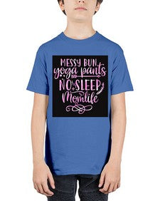 Messy bun yoga pants no sleep momlife  424# - yoga - Youth Tee Unisex
